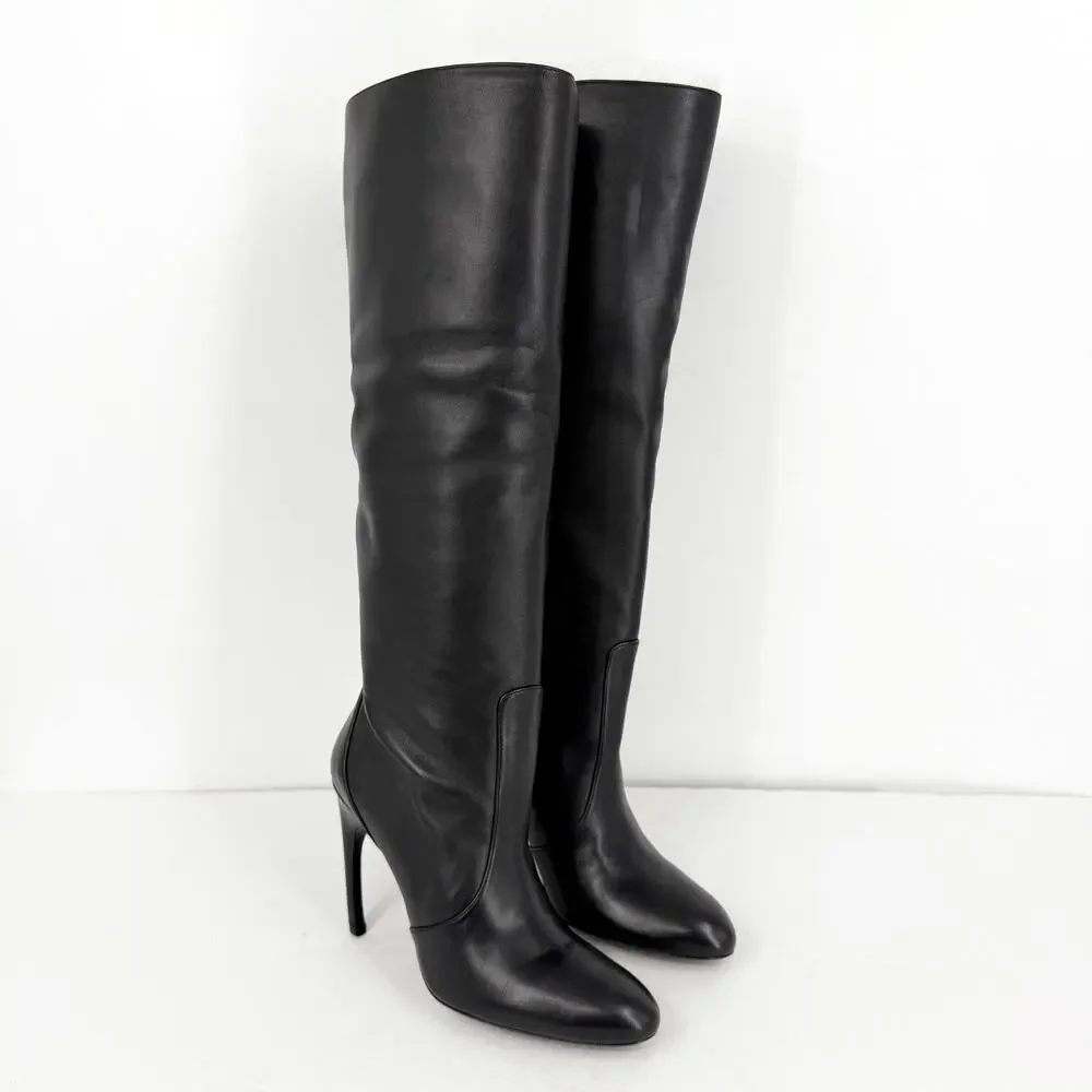 Stuart Weitzman Womens Luxecurve 100 Slouch Boots US 9B Black Leather NWOB